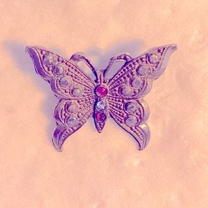 Guardian Angel butterfly with Light Siam, Blue Topaz, & Amethyst gems